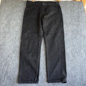 Rustler Mens Regular Fit Straight Leg Black Denim Jeans 38x32